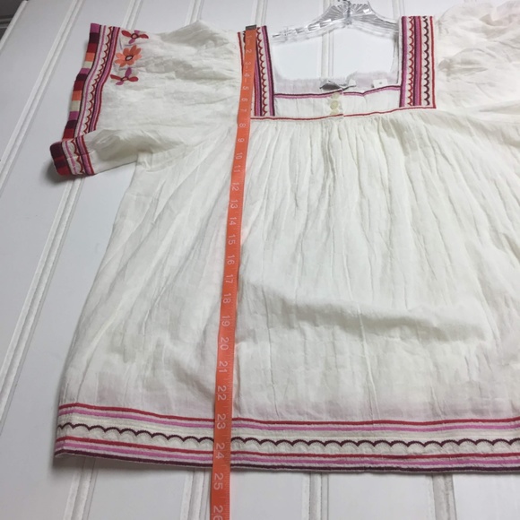 Madewell Embroidered Sandblossom Pesant Boho Top S - Picture 6 of 8